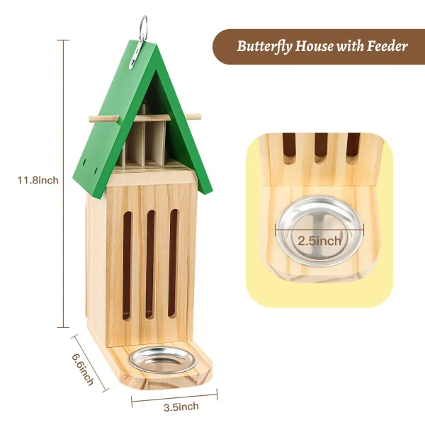 Outdoor butterfly houses and feeders, wooden butterfly houses in gardens, natural butterfly habitats, floors or tree walls - Image 5