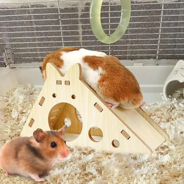 Hamster Maze Wooden House Hamsters Corner Hideout Cage Woodland House Habitats Decor For Guinea Pigs Gerbils Squirrels Mice - Image 2