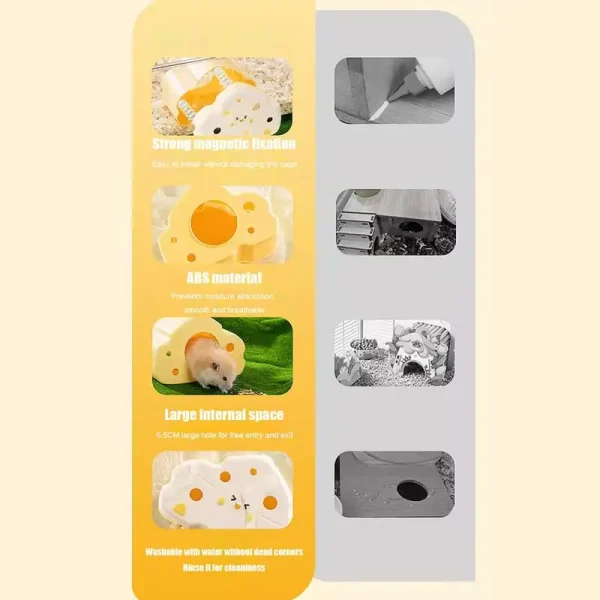 Hamster Hides Cute Magnetic Hamster Hut Cheese Hamster House Visible Gerbil House Small Animal Habitat Hamster Cage Accessories - Image 5