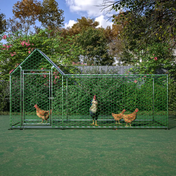 10x3FT Metal Chicken Coop Run Backyard Hen House Poultry Habitat Cage w/Cover - Image 2