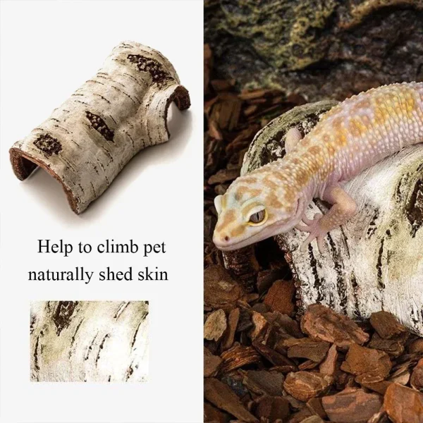 Pets Lizard Turtle Reptile Hide Cave Habitat Shelter Resin Tree Bark Amphibians Landscape Reptiles Box Dodge Hole Decoration - Image 5