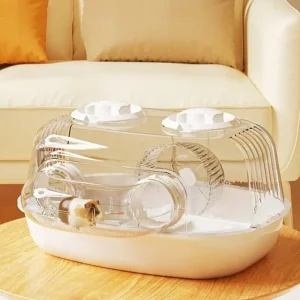 Acrylic Hamster Cage Double Layer Transparent Tunnel Small Pet House Openable Lid Running Wheels Guinea Pigs Home