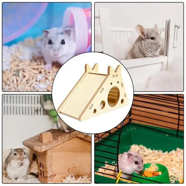 Hamster Maze Wooden House Hamsters Corner Hideout Cage Woodland House Habitats Decor For Guinea Pigs Gerbils Squirrels Mice - Image 3