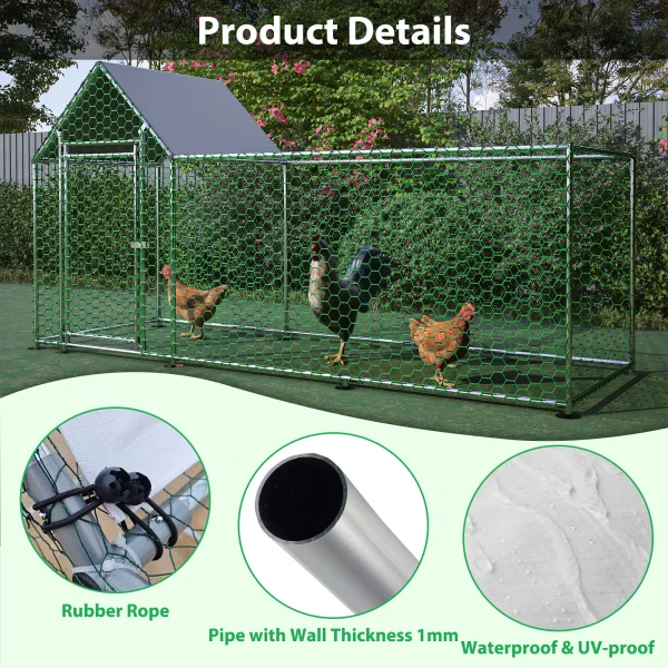 10x3FT Metal Chicken Coop Run Backyard Hen House Poultry Habitat Cage w/Cover - Image 4